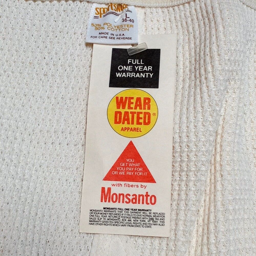 NWT Vintage Sportswear Waffled Thermal Pants Size LARGE Long Johns Made in USA - Picture 3 of 7